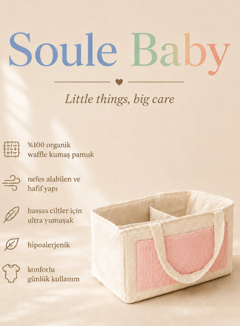 Soule Baby Waffle Kumaş Çok Bölmeli Bebek Düzenleyici Organizer – Nefes Alabilir, Hafif ve Yumuşak