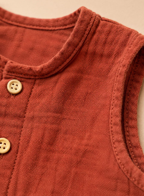 Soule Baby Terracotta Organik Müslin Bebek Takımı – Premium Yazlık 2’li Şortlu Takım