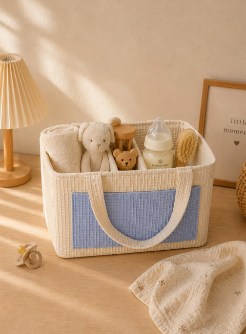 Soule Baby Waffle Kumaş Çok Bölmeli Bebek Düzenleyici Organizer – Nefes Alabilir, Hafif ve Yumuşak