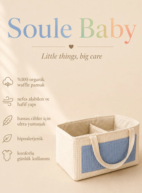 Soule Baby Waffle Kumaş Çok Bölmeli Bebek Düzenleyici Organizer – Nefes Alabilir, Hafif ve Yumuşak