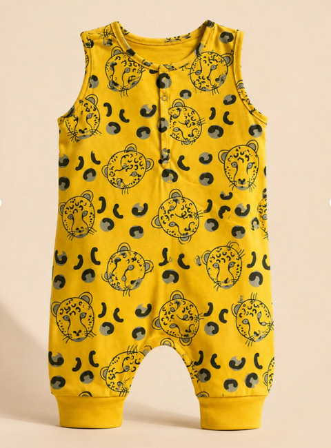 Soule Baby Wild Leo Organik Pamuklu Bebek Tulumu – Sunshine Yellow