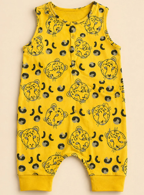 Soule Baby Wild Leo Organik Pamuklu Bebek Tulumu – Sunshine Yellow
