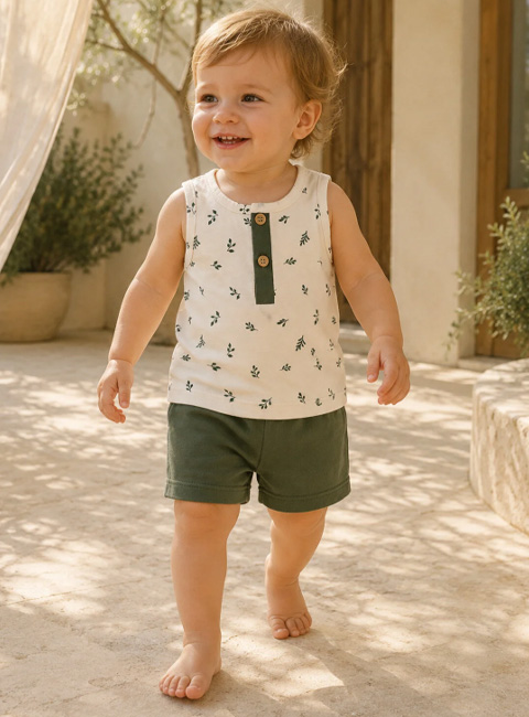 Soule Essentials Olive Breeze Organik Pamuklu 2'li Bebek Takımı