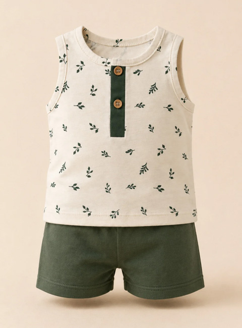 Soule Essentials Olive Breeze Organik Pamuklu 2'li Bebek Takımı